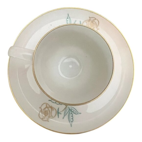 Rosenthal Selb Ploessberg Germany Teacup & Saucer Set Rose Pattern Gold Trim - Picture 5 of 9